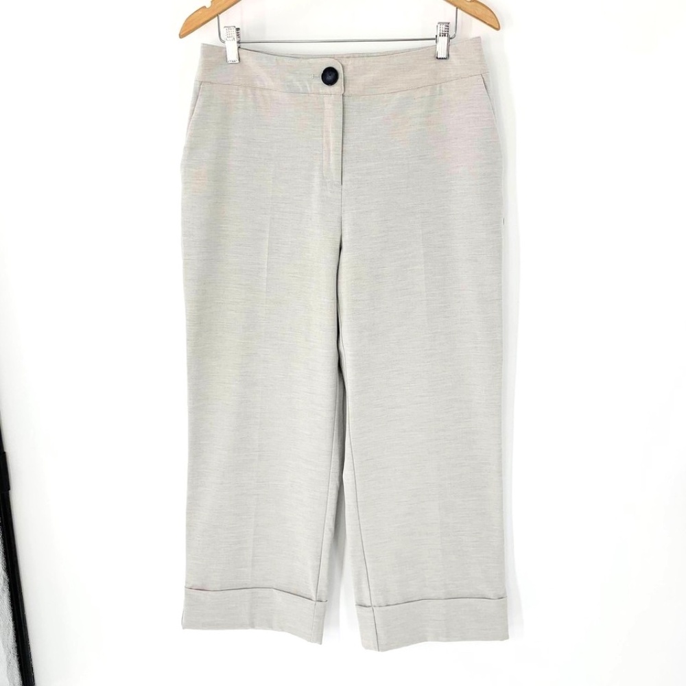 Rachel Zoe Women Pants Cropped Stretch Cuffed Gray Straight Leg Sz 10